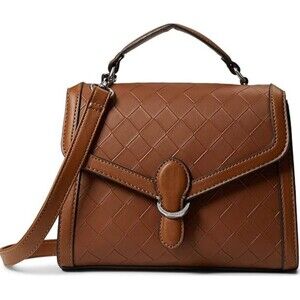 Nine West Purse Brown Paulson Top-Handle Shoulder Bag Shoulder Strap Snap Flap